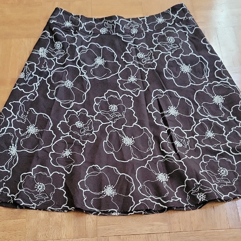 Ann Taylor Brown Floral Skirt - Sz 8